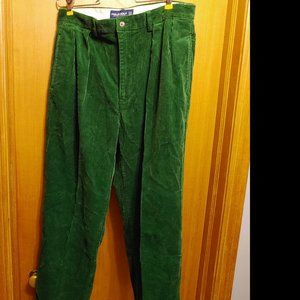 Ralph Lauren Polo Golf 100% Cotton Green Corduroy  Pleated slacks 33/30
